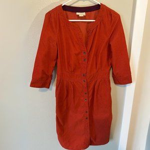 Anthropologie Maeve, Orange Corduroy Dress